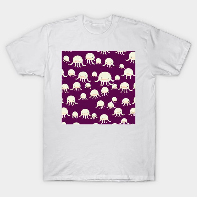 Frowny Octopus - Super Cute Purple Cephalopod Pattern T-Shirt by JensenArtCo